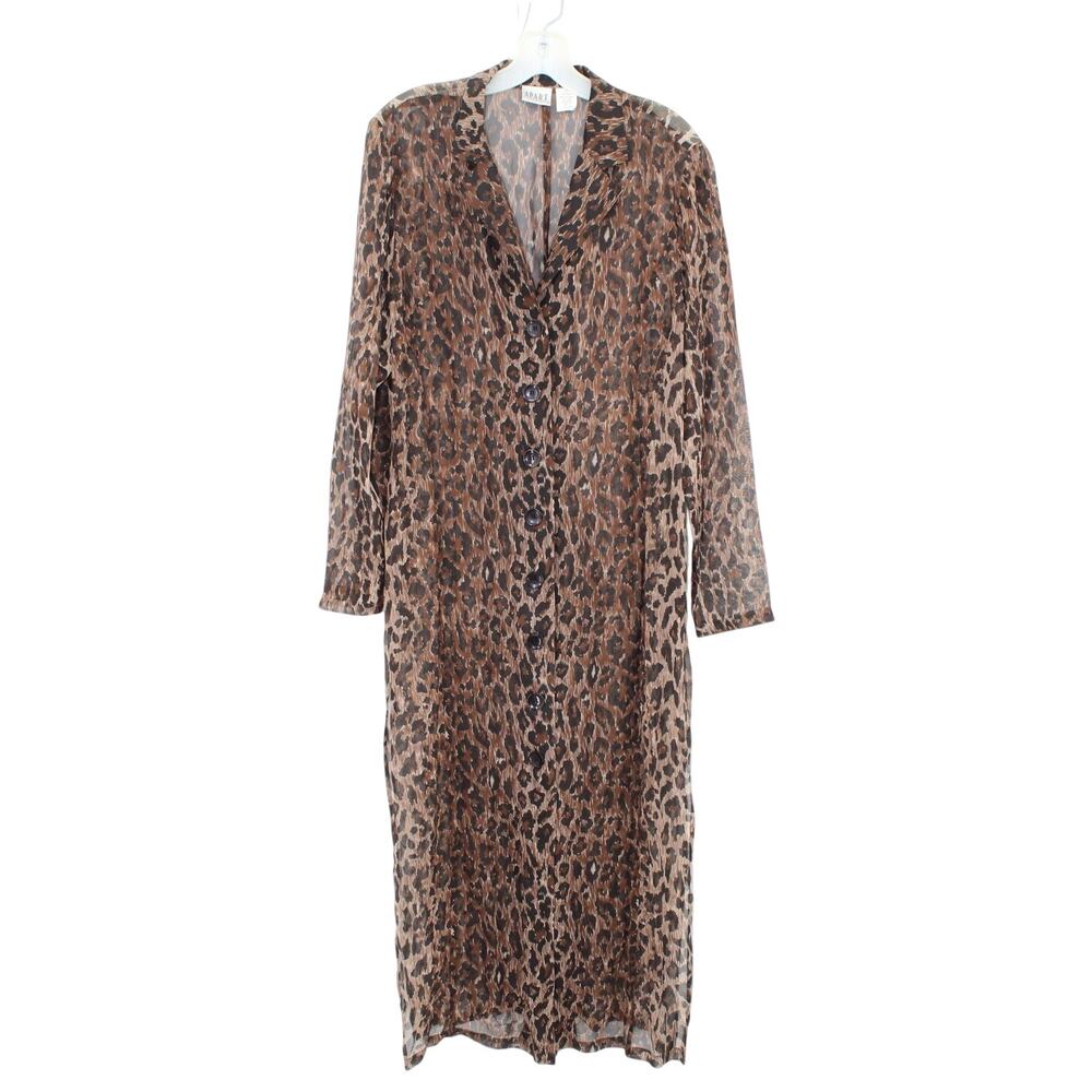 VTG Apart Impressions 12 Silk Duster Leopard Print Brown Sheer